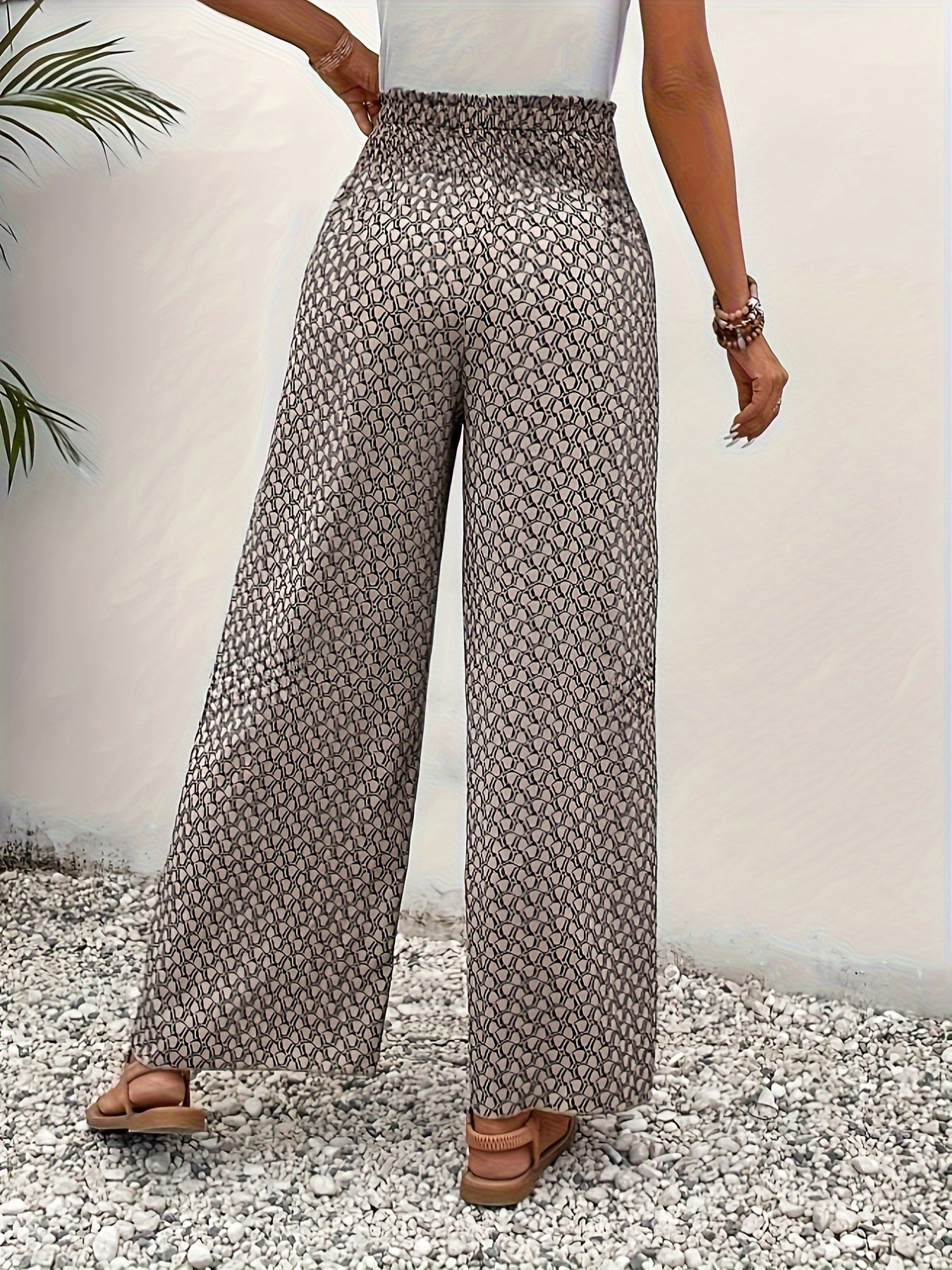 Khaki Geometrische Print Weite Hose - Mila