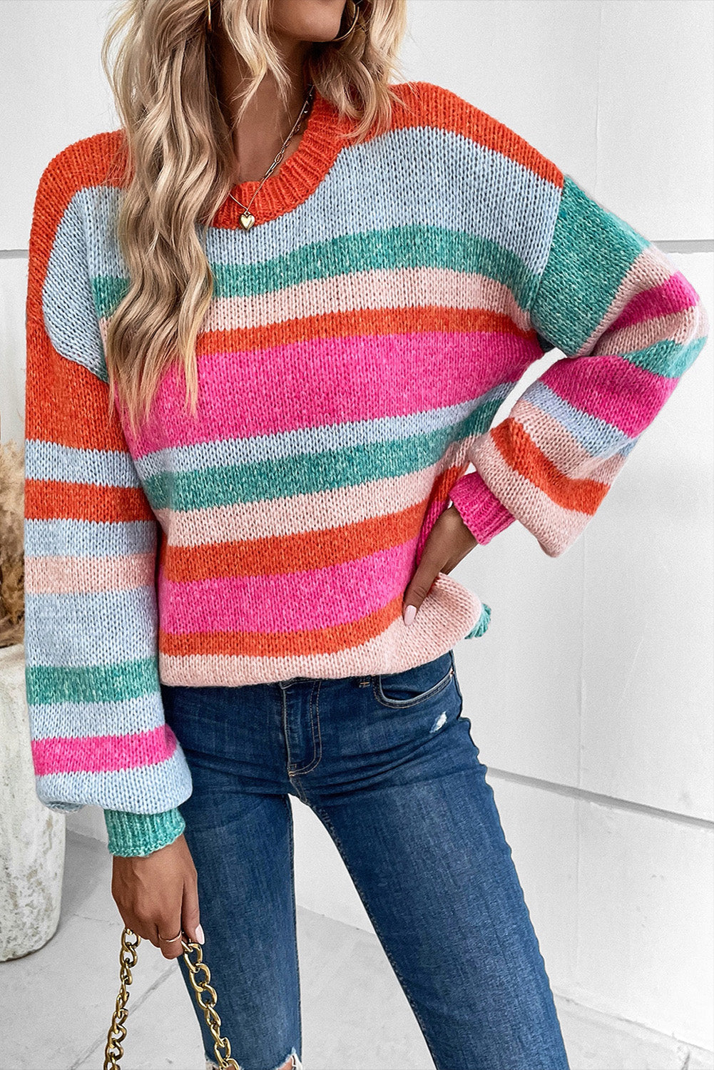 Gestreifter Strickpullover Mit Zeitlosem Charme Für Frauen