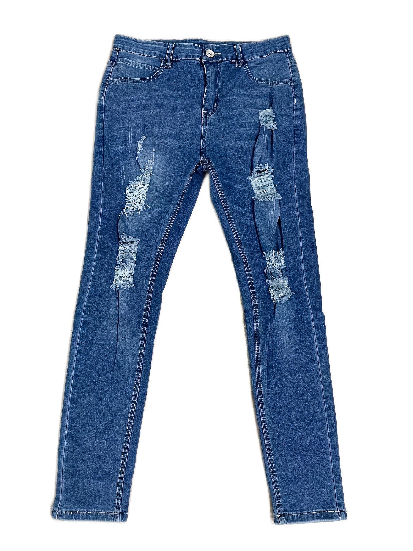 Slim Fit Zerrissene Jeans Hellblau - Alex