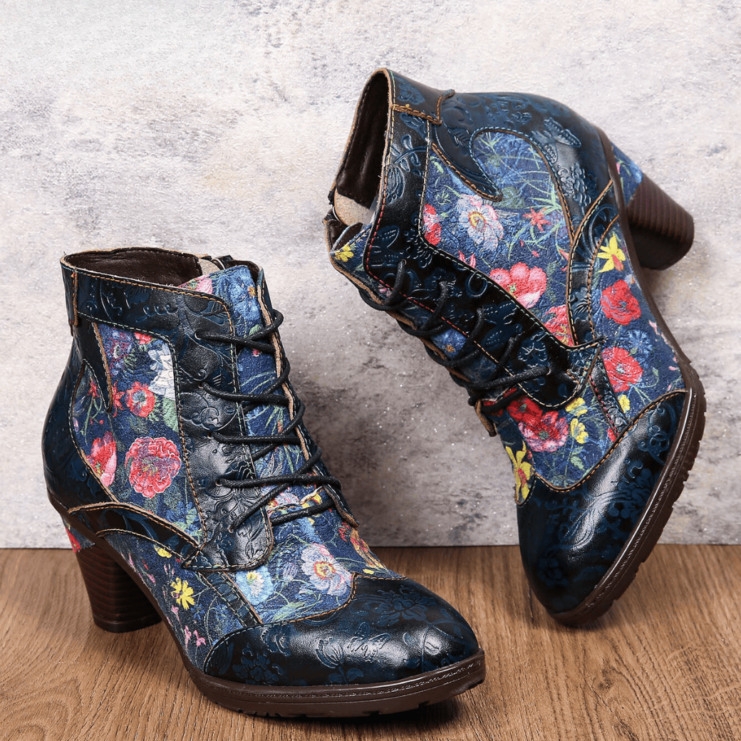 Retro handgemachte Leder Patchwork Stiefeletten