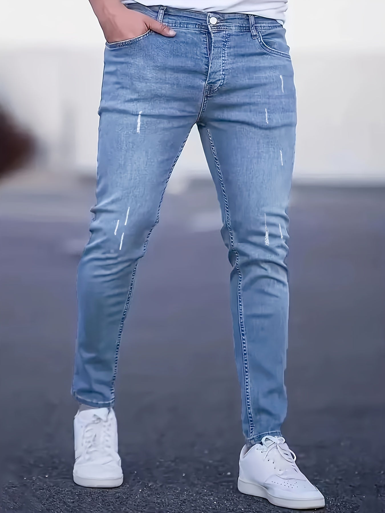 Gescheuerte Skinny Jeans Hellstahlblau - Alex