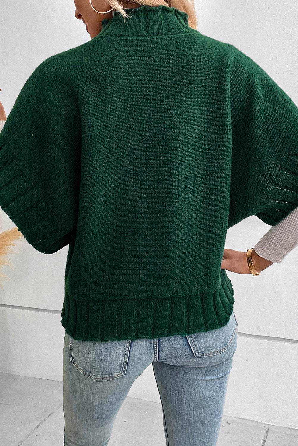 Strickpullover Mit Fledermaus-Kurzärmeln Für Frauen