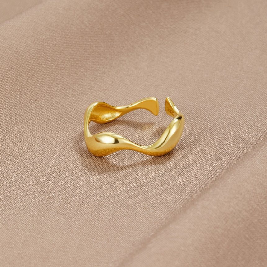 925 Sterling Gold Wellenring für Frauen