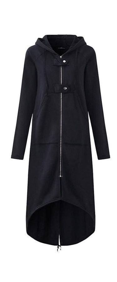 Lange Jacke mit Reißverschluss und Knöpfen für Damen