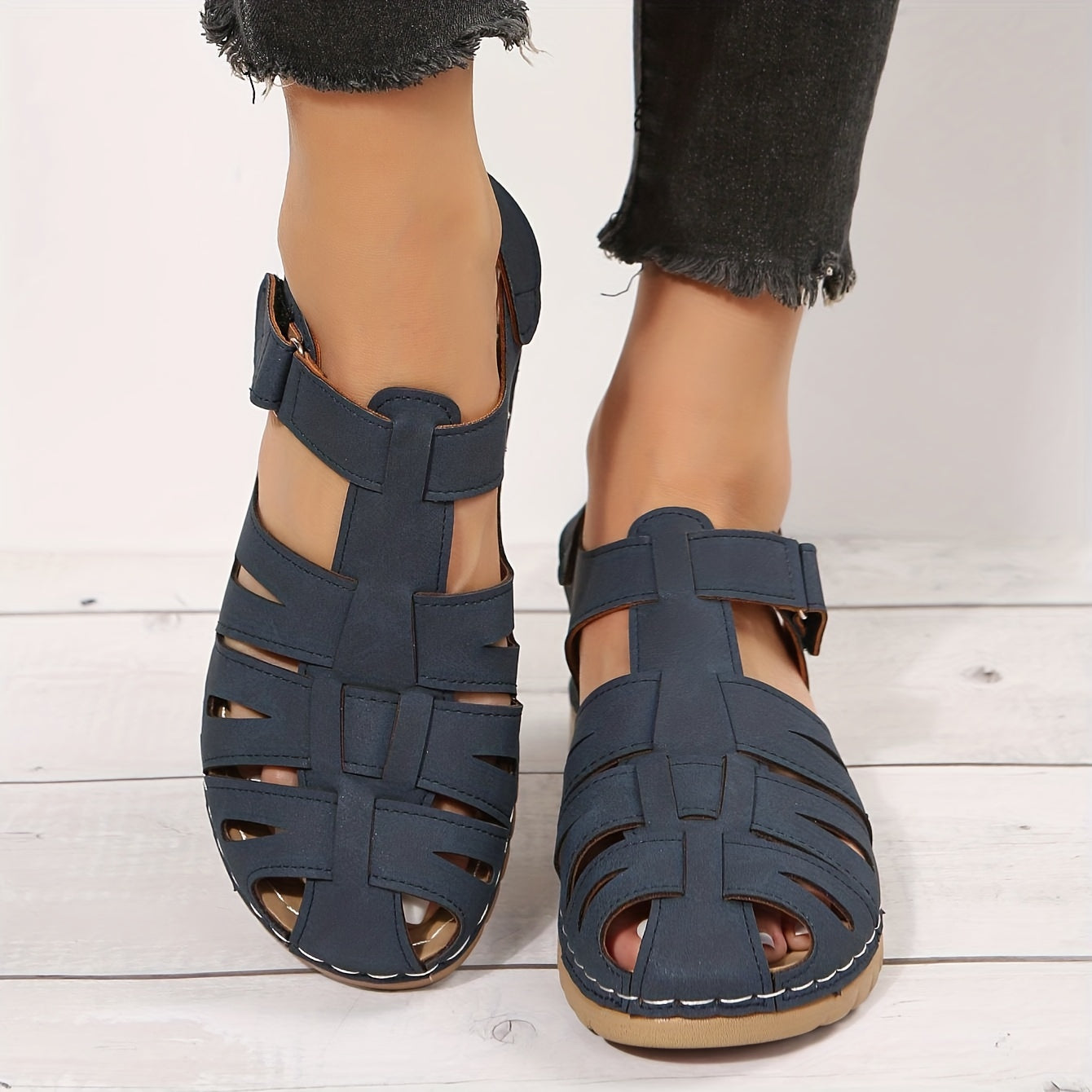 Schwarze Retro Keilsandalen - Luna