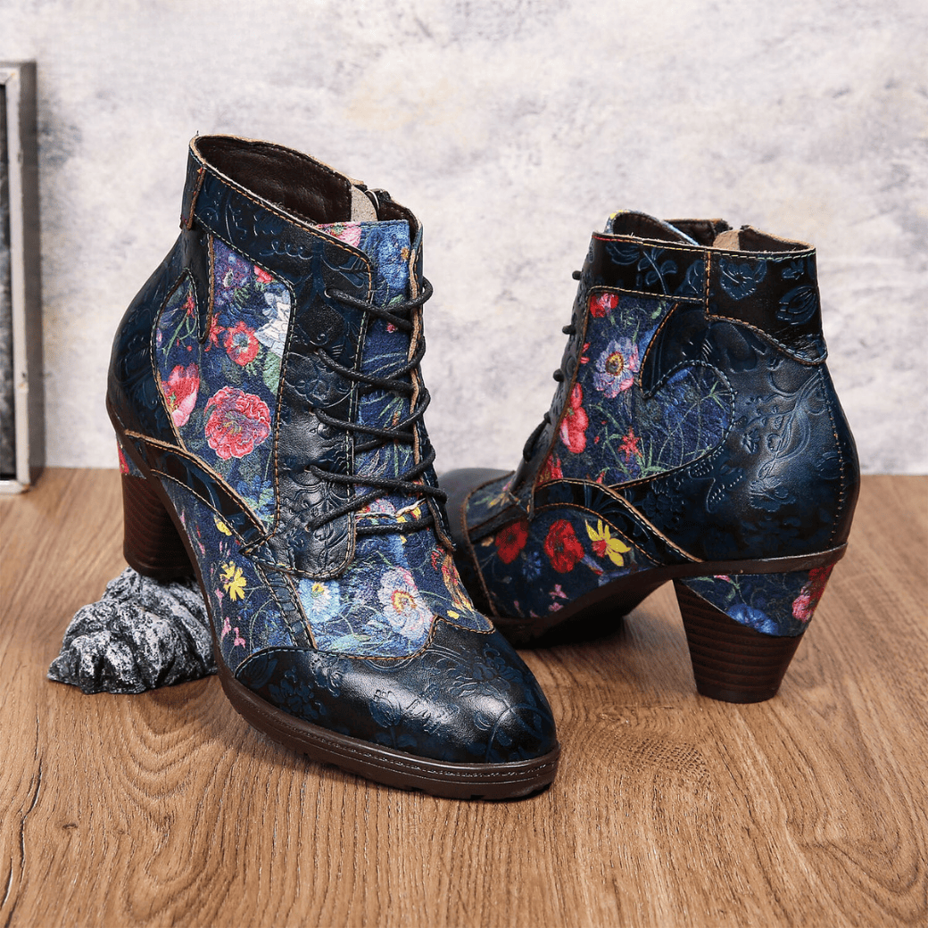 Retro handgemachte Leder Patchwork Stiefeletten