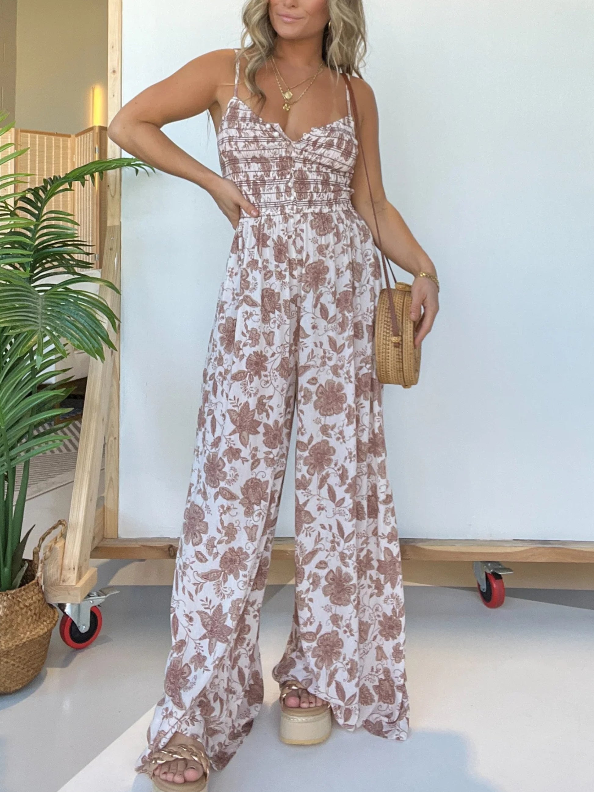 Weiße Blumen Jumpsuit - Mila