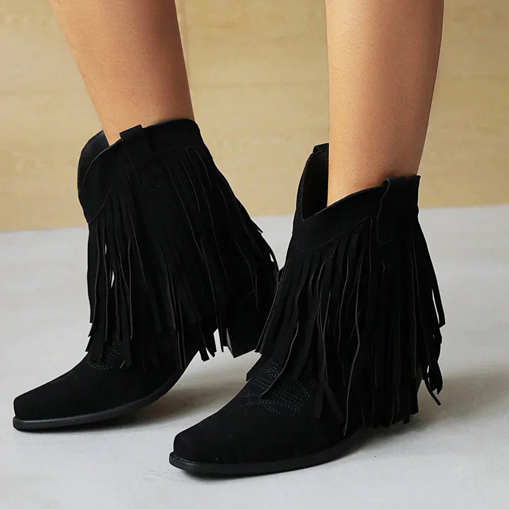 Jenny™ - Cowboy Stiefeletten mit Fransen-Tassel