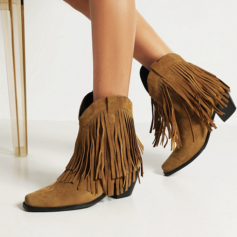 Jenny™ - Cowboy Stiefeletten mit Fransen-Tassel