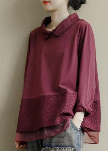 Marcella | Art Burgundy Patchwork Revers Shirt