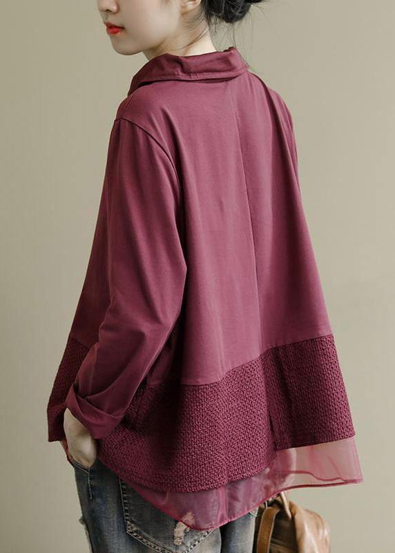 Marcella | Art Burgundy Patchwork Revers Shirt