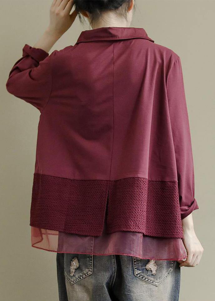 Marcella | Art Burgundy Patchwork Revers Shirt