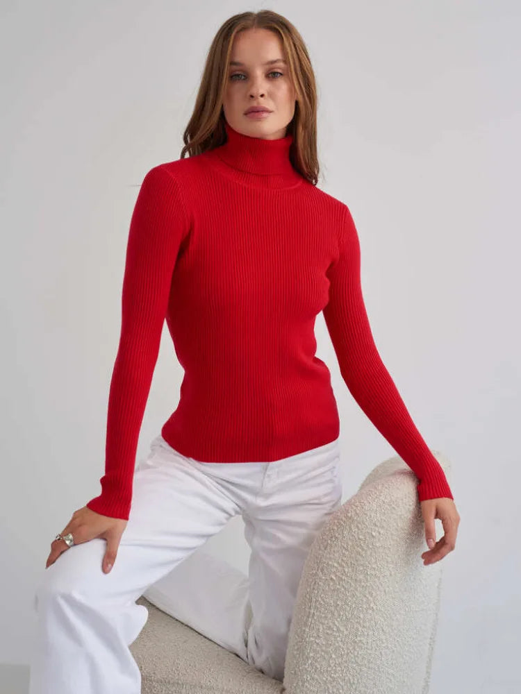 Eleganter gestrickter Rollkragenpullover - Perfekte Grundlage