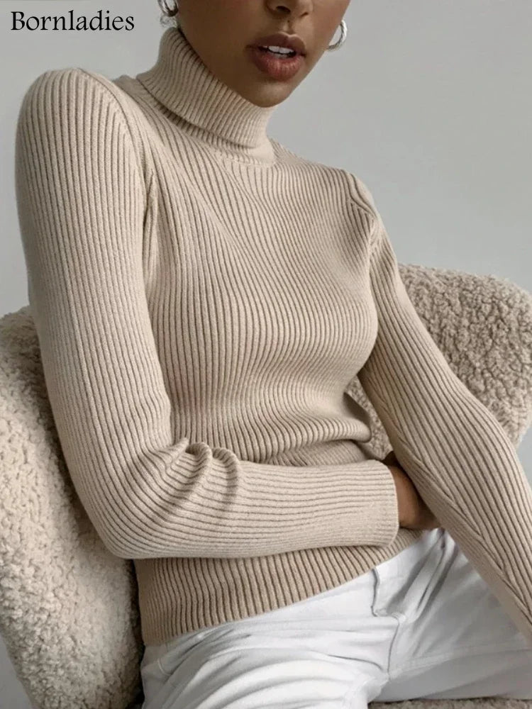 Eleganter gestrickter Rollkragenpullover - Perfekte Grundlage