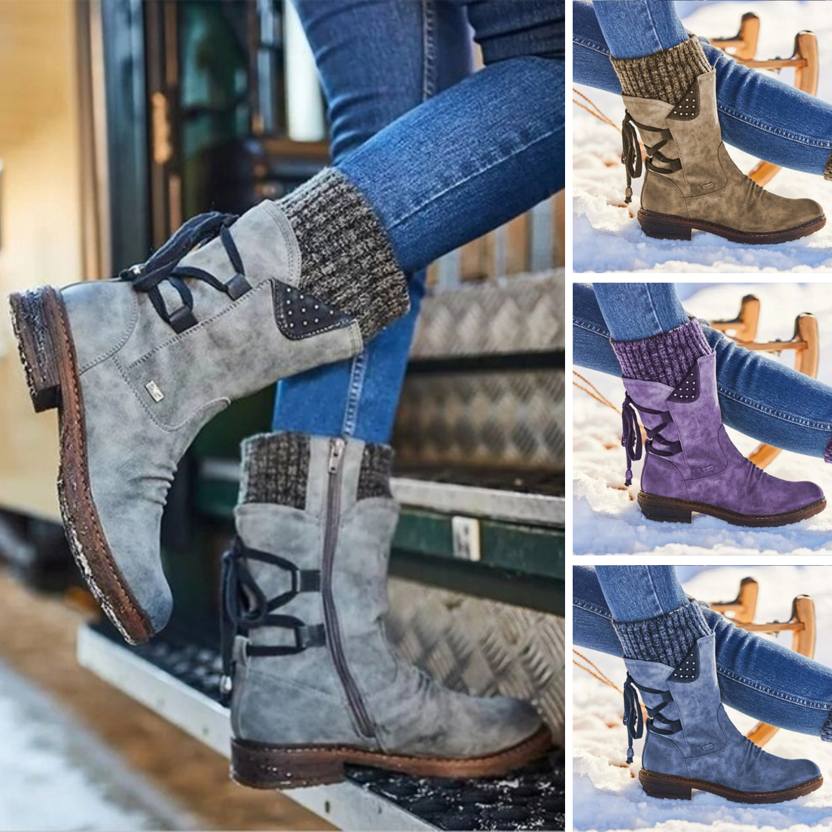 Emberly | Cozy Chic Stiefel mit Strickoberfläche