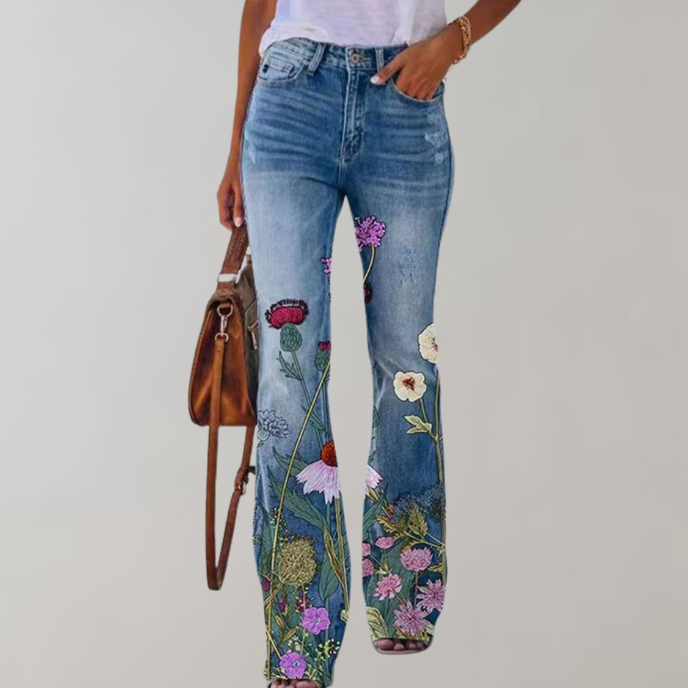 Dulce | Denimhose mit Blumenmuster