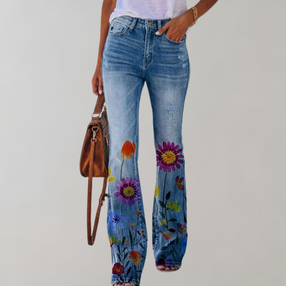 Dulce | Denimhose mit Blumenmuster