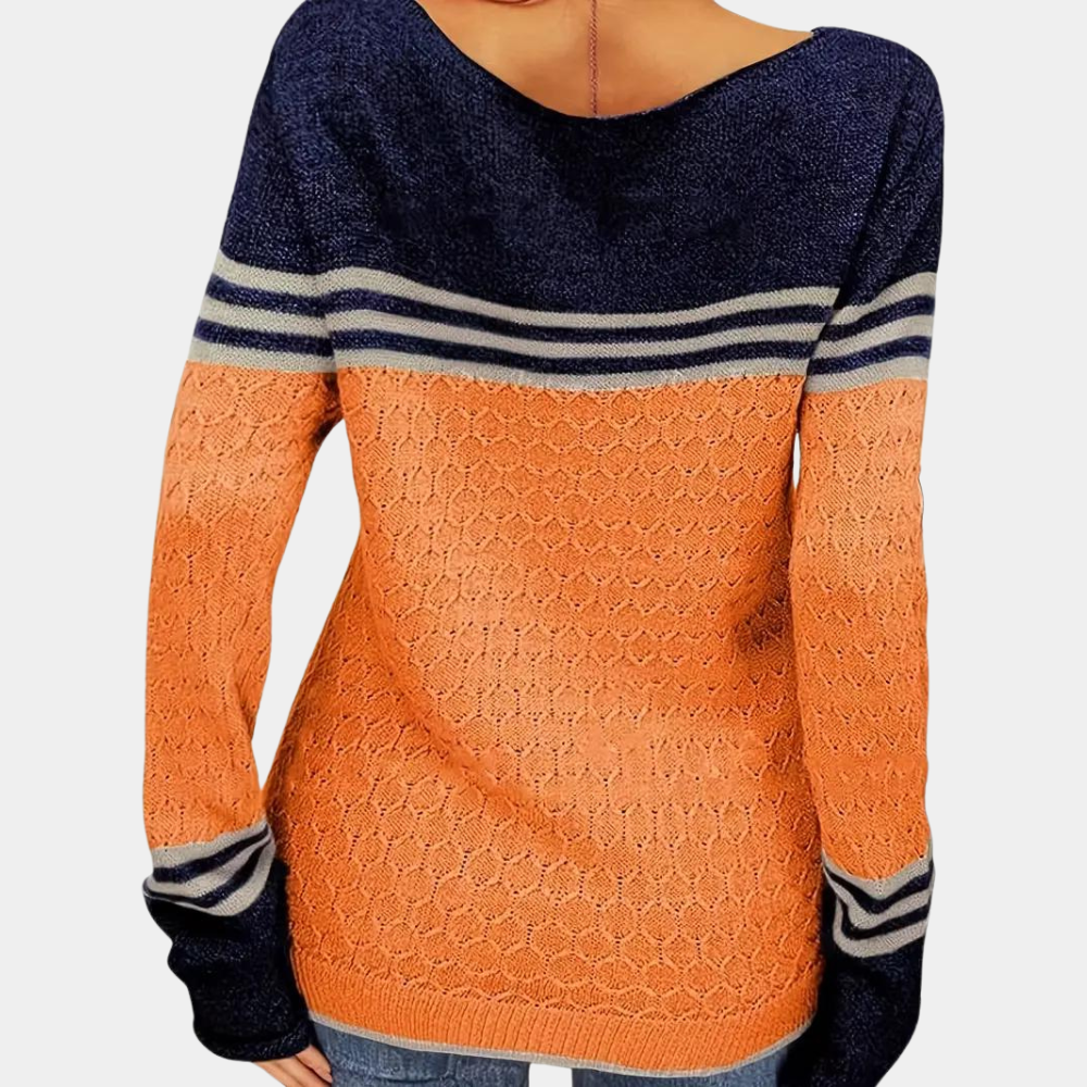 Trendiger Gestreifter Pullover Für Modernen Freizeitstil Für Frauen