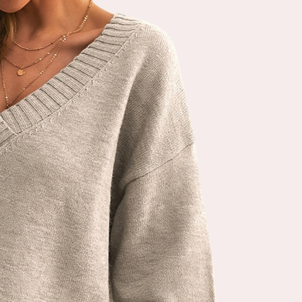 Eleganter Damenpullover mit V-Ausschnitt-Design Für Frauen