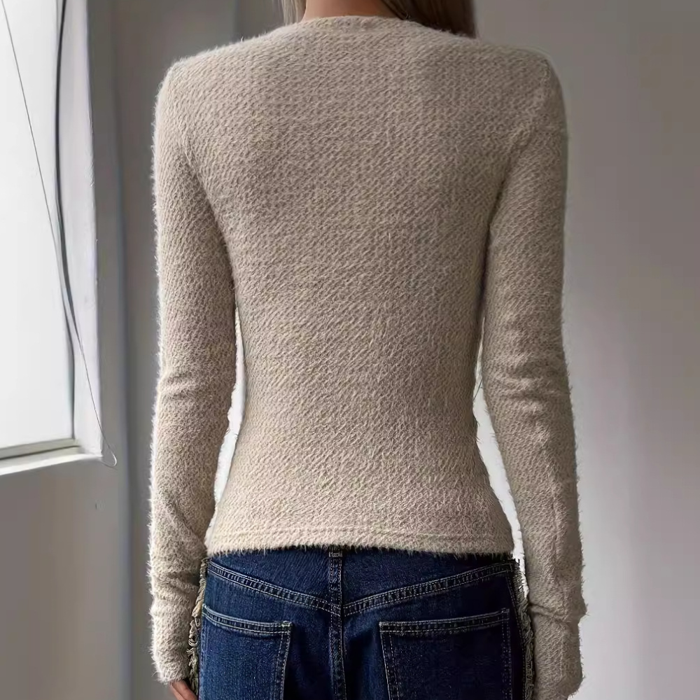 Elisa | Minimalistischer, warmer strickpullover für damen