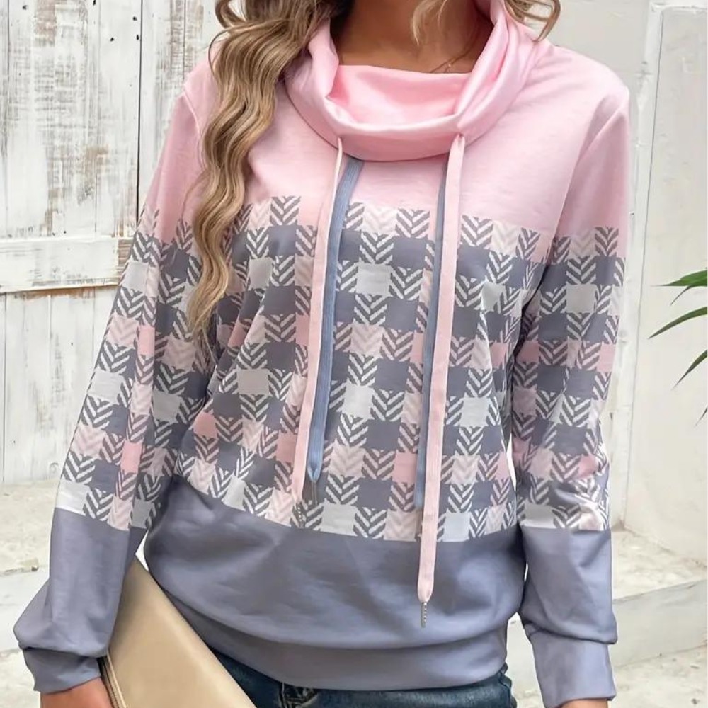 Bequemes Damen-Karomuster-Sweatshirt mit modernem Schnitt Für Frauen