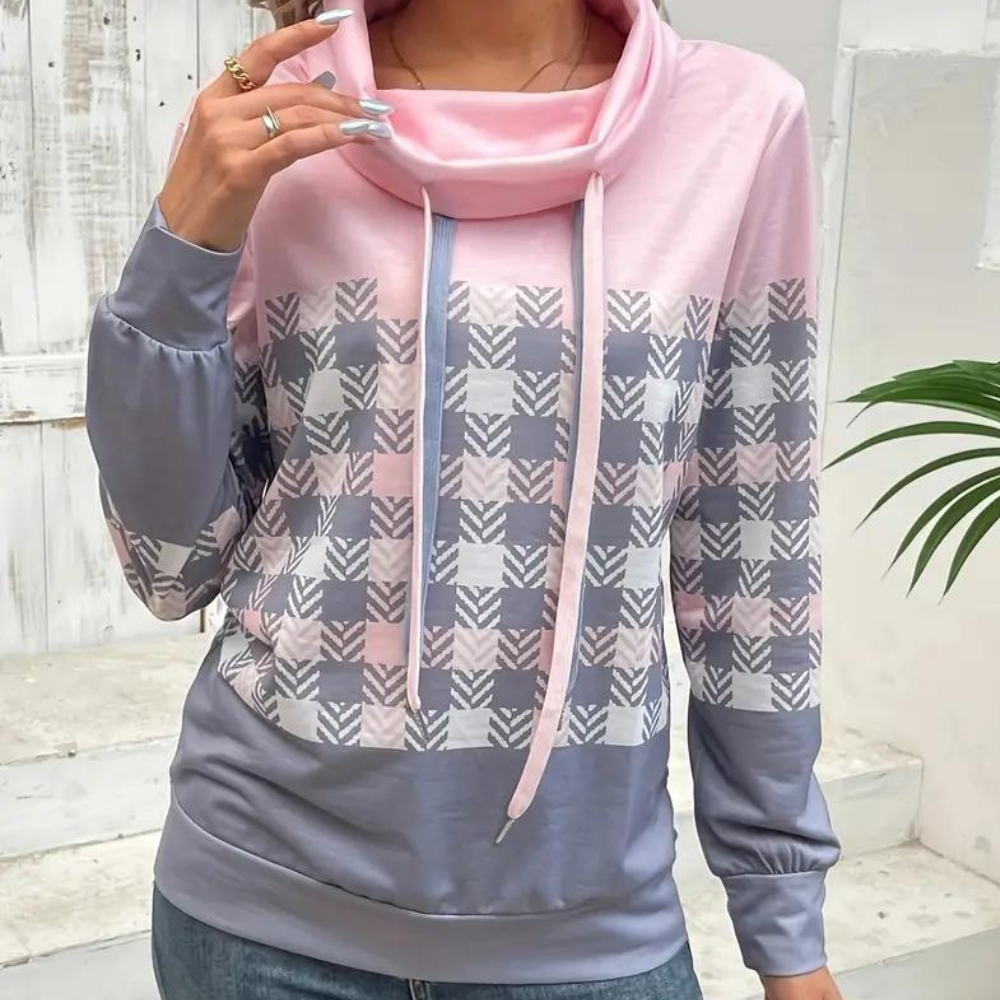 Bequemes Damen-Karomuster-Sweatshirt mit modernem Schnitt Für Frauen