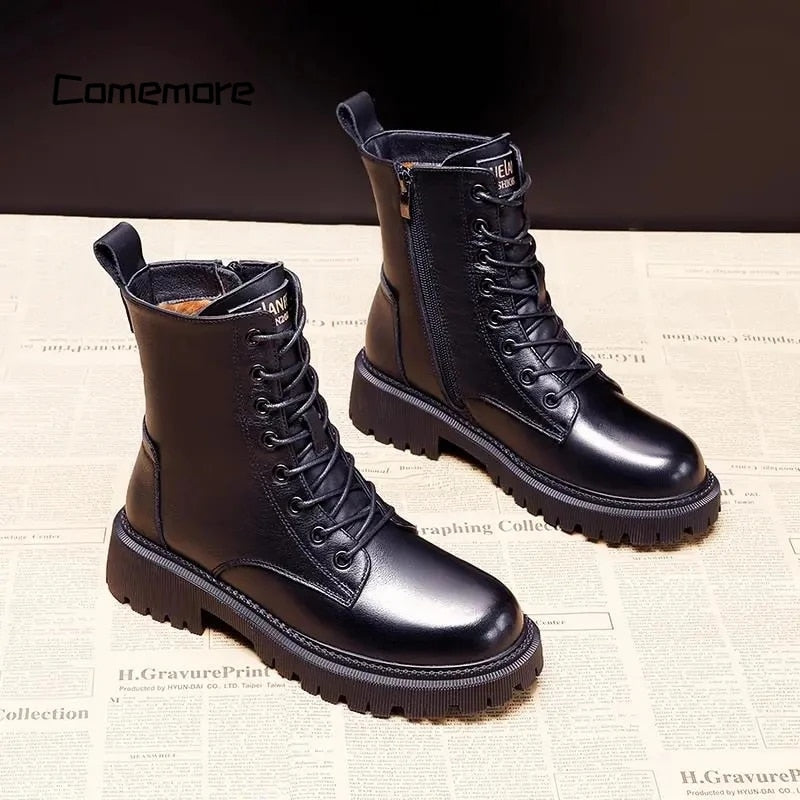 Piper™ - Schwarze Winterstiefel aus Leder