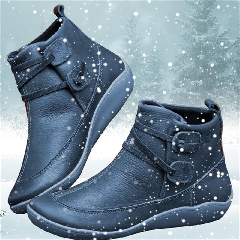 Zinaida | Groovywish Damen Schnee-Stiefeletten Wasserdichtes Leder Schuhe