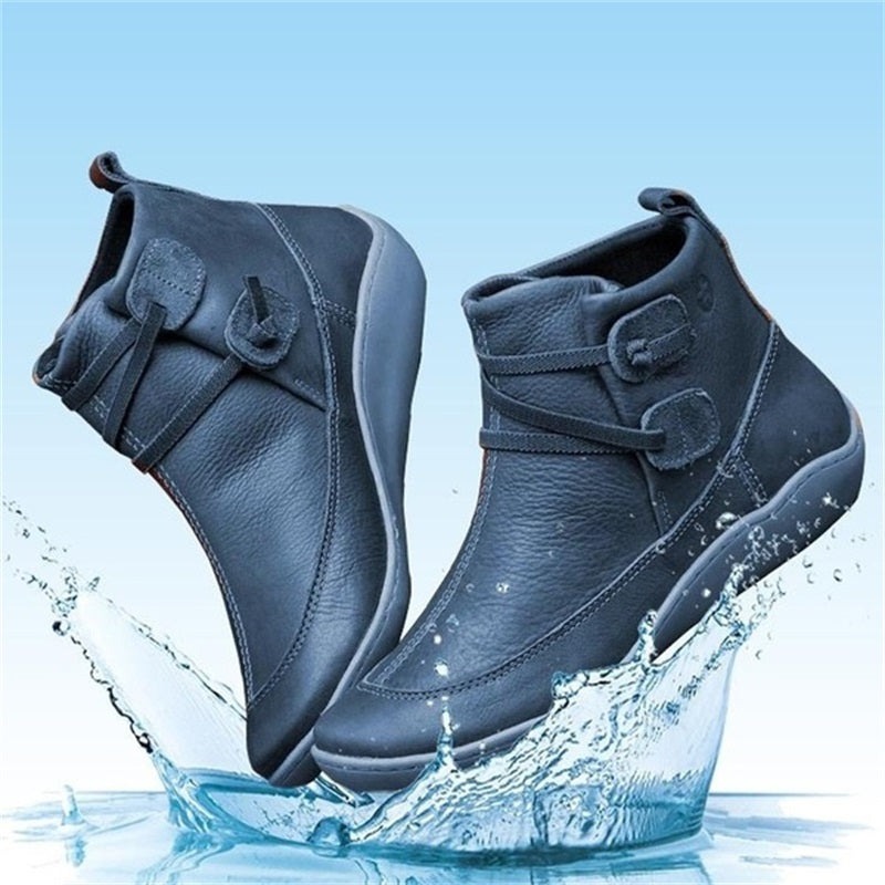 Zinaida | Groovywish Damen Schnee-Stiefeletten Wasserdichtes Leder Schuhe