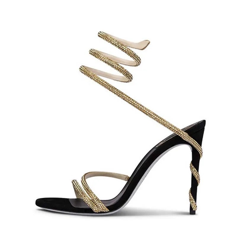 Schwarze Schlangen-Stilettos Für Frauen