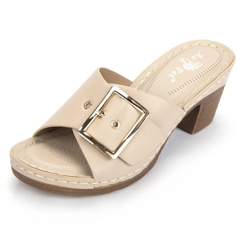 Bella - Beige Komfort Sandalen