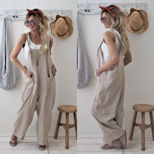 Claire - Schwarzer Baumwoll-Leinen Jumpsuit mit Taschen