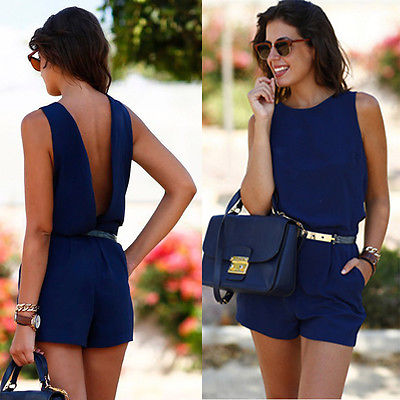 Mia - Blauer Bodycon Abend Playsuit