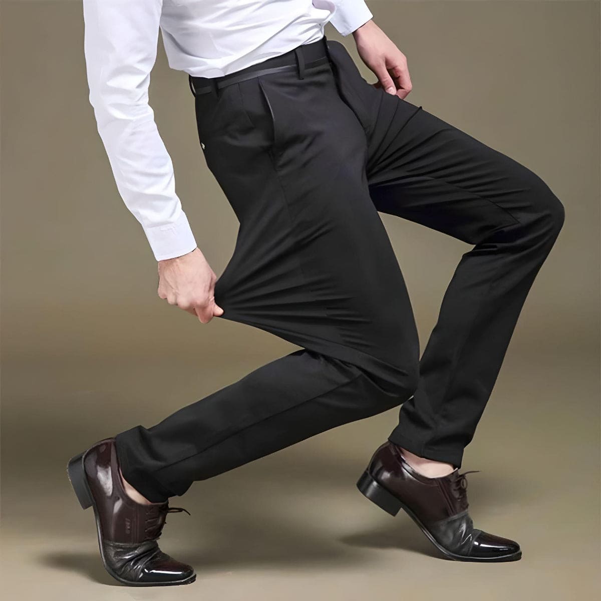 Ethan - Klassische Schwarze Herrenhose mit Stretch