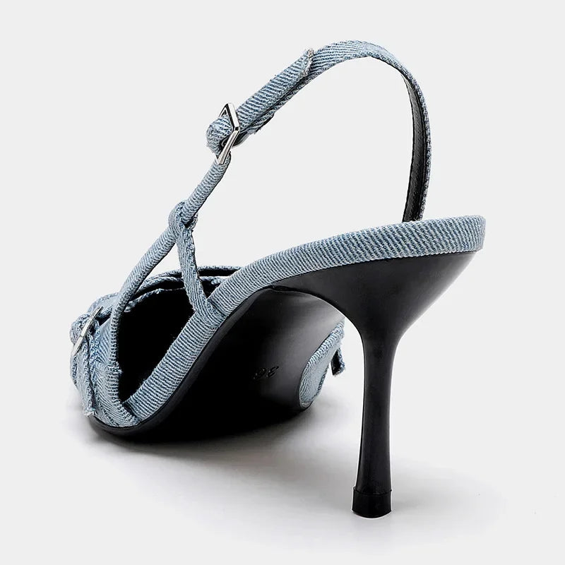 Trendige Denim-High-Heel-Schuhe Für Frauen