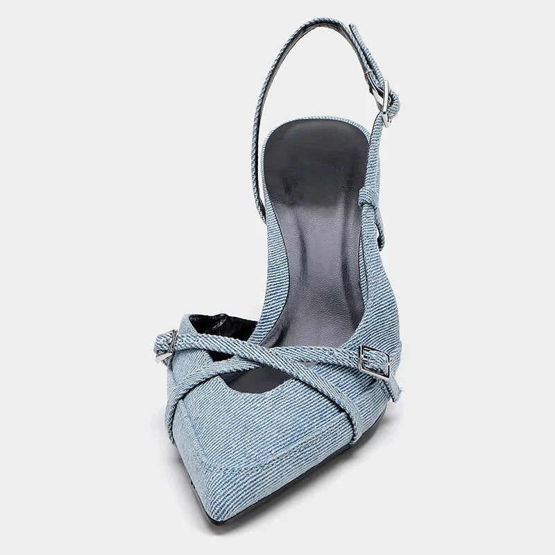 Trendige Denim-High-Heel-Schuhe Für Frauen