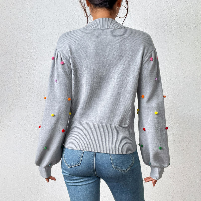 Verspielter Strickpullover mit Pompons Für Frauen