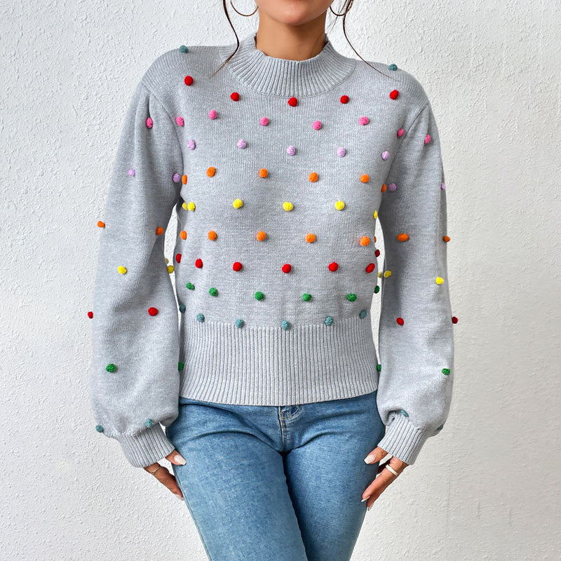 Verspielter Strickpullover mit Pompons Für Frauen