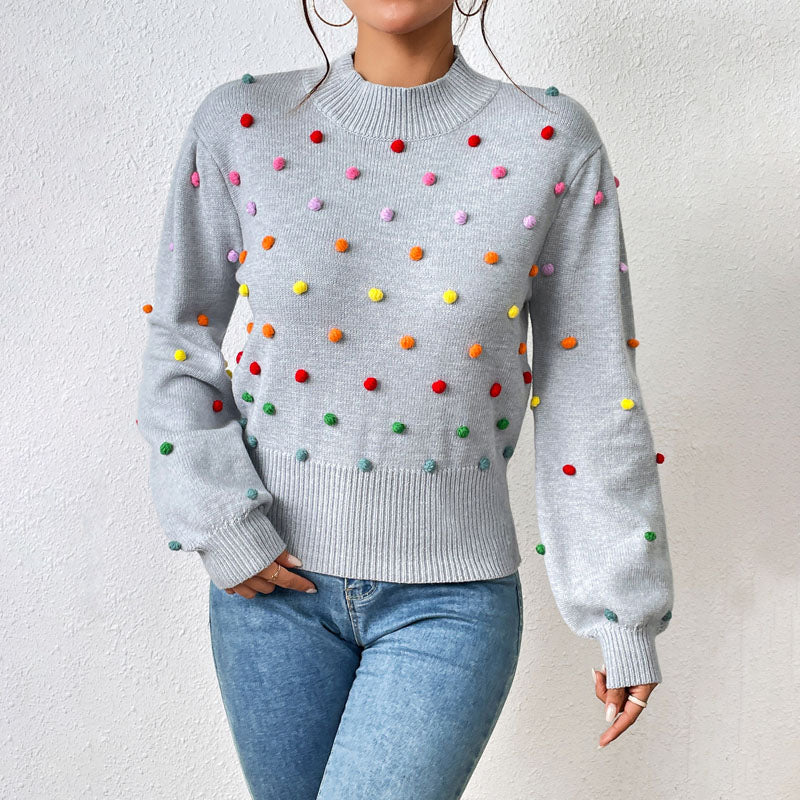 Verspielter Strickpullover mit Pompons Für Frauen