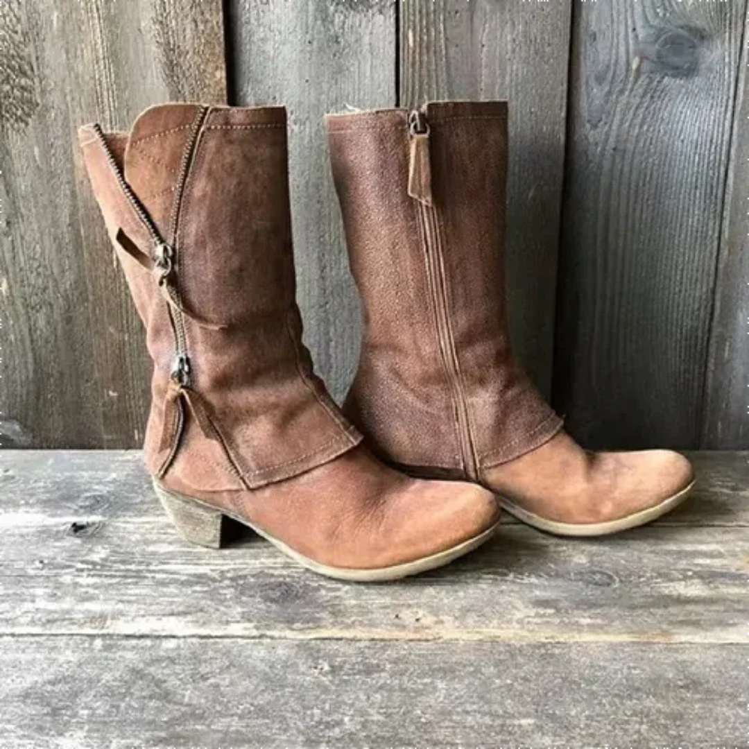 Inocenciarim | Damen Vintage Stiefel | Reißverschluss