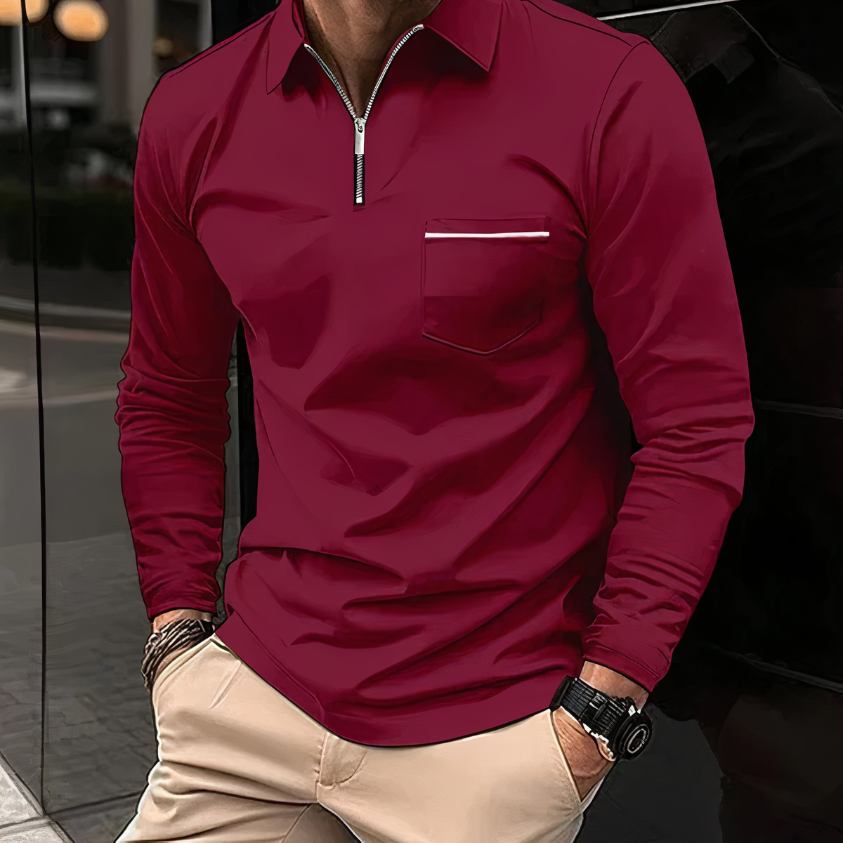 Langärmeliges Poloshirt für Männer