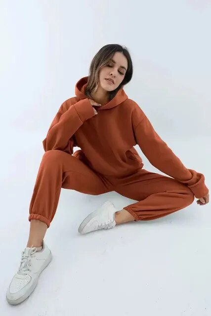 Kapuzenpulli und Jogginghosen Set für Damen