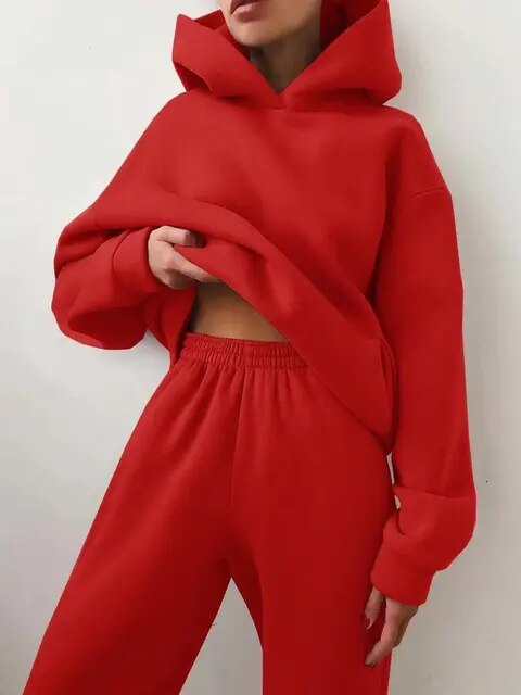 Kapuzenpulli und Jogginghosen Set für Damen