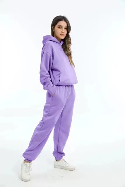 Kapuzenpulli und Jogginghosen Set für Damen