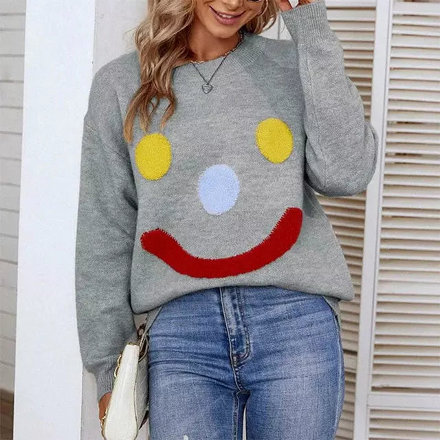 Lässiger Strickpullover Mit Smiley