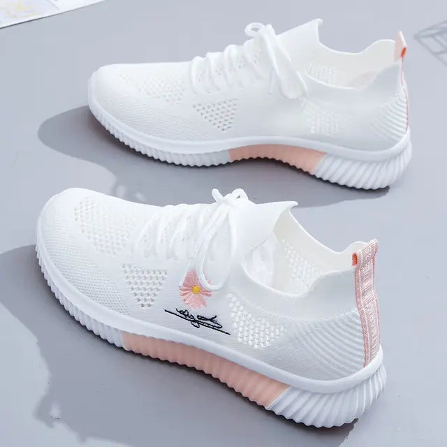 Weiß-Rosa Mesh Sneakers - Mila