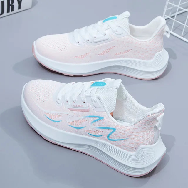 Weiß-Rosa Mesh Sneakers - Mila