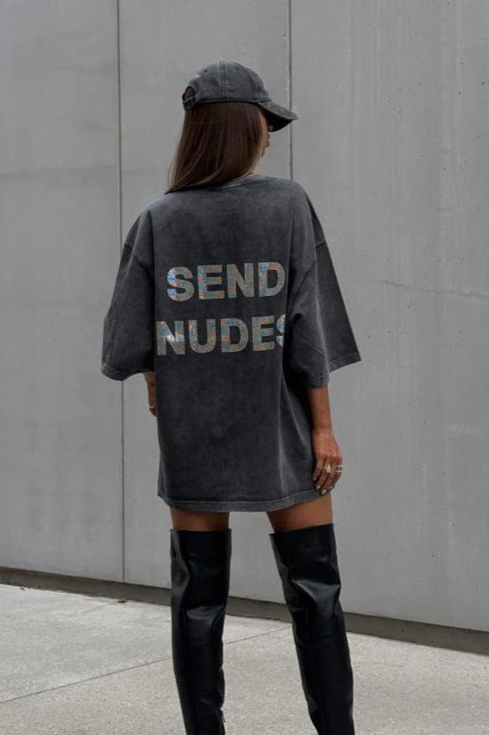 Trendy Oversize Streetwear Baumwollhemd mit Distressed-Letter-Print