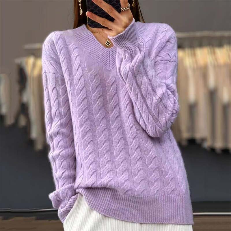 Lässiger Pullover Mit Zopfmuster