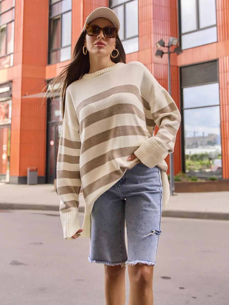 Stylischer Oversize-Pullover mit Streifen für Damen